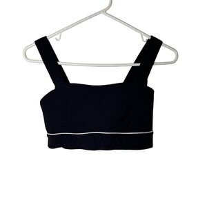 All in Motion Black White‎ Trim Workout Crop Top Sports Bra Medium
